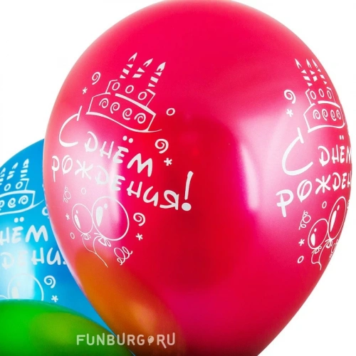 Воздушные шары «С днём рождения (торт и шарики)» фото 2
