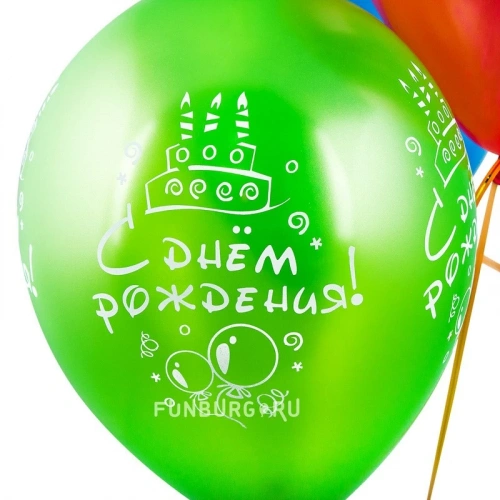 Воздушные шары «С днём рождения (торт и шарики)» фото 3