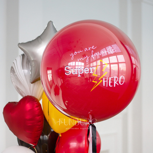 Большой стеклянный шар «Любимый супергерой» 24″ фото 3